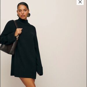 Reformation Tate Regenerative Wool Sweater Dress Black - Size S